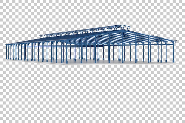 PSD estructura de almacén en ilustración de renderizado 3d de fondo transparente