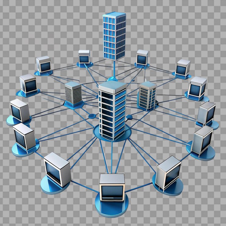 PSD estructura de conectividad de la red de grandes datos aislada en un fondo transparente