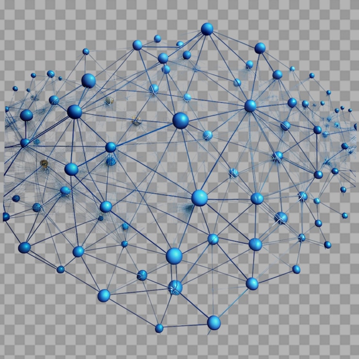 PSD estructura de conectividad de la red de grandes datos aislada en un fondo transparente