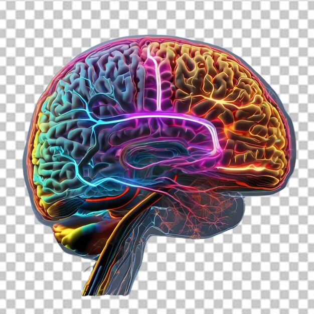 PSD estructura detallada del cerebro humano en un fondo transparente