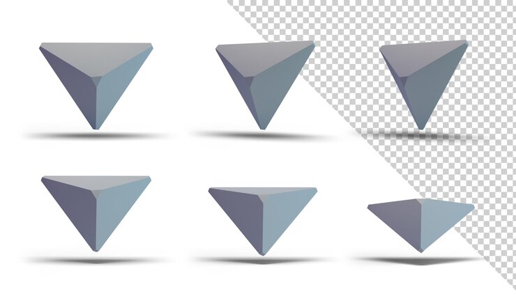 PSD estructura de formas geométricas de hormigón gris diseño de elementos triangulares abstractos ilustración 3d