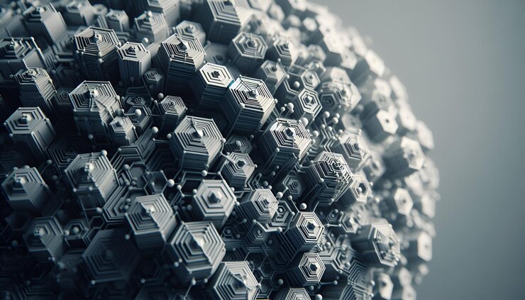 PSD estructura hexagonal descompuesta en escala de gris