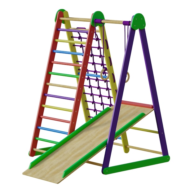 estructura de juego niños pagando tings al aire libre gimnasio área de juego sin fondo diseño diferente png fondo blanco aislado modelo 3d abstracto