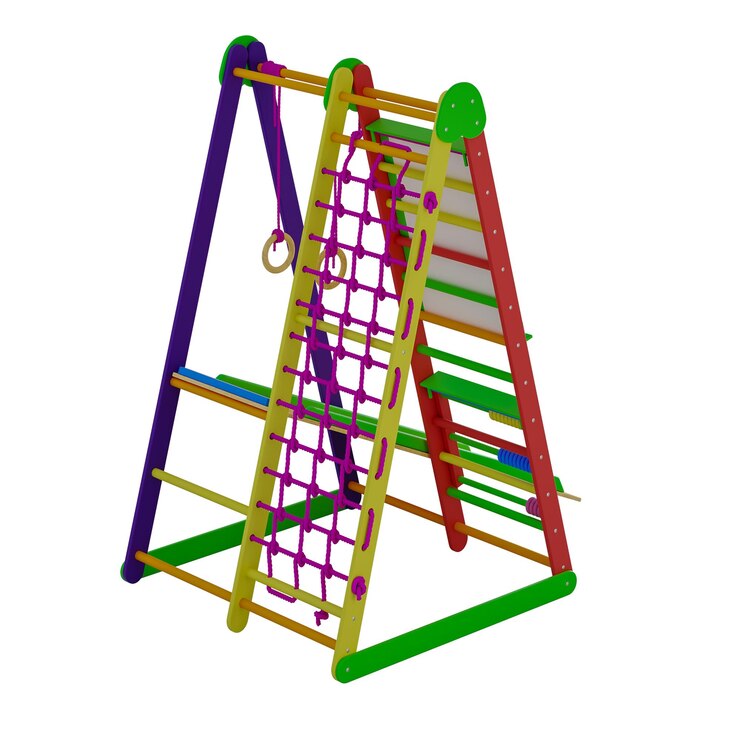 PSD estructura de juego niños pagando tings al aire libre gimnasio área de juego sin fondo diseño diferente png fondo blanco aislado modelo 3d abstracto