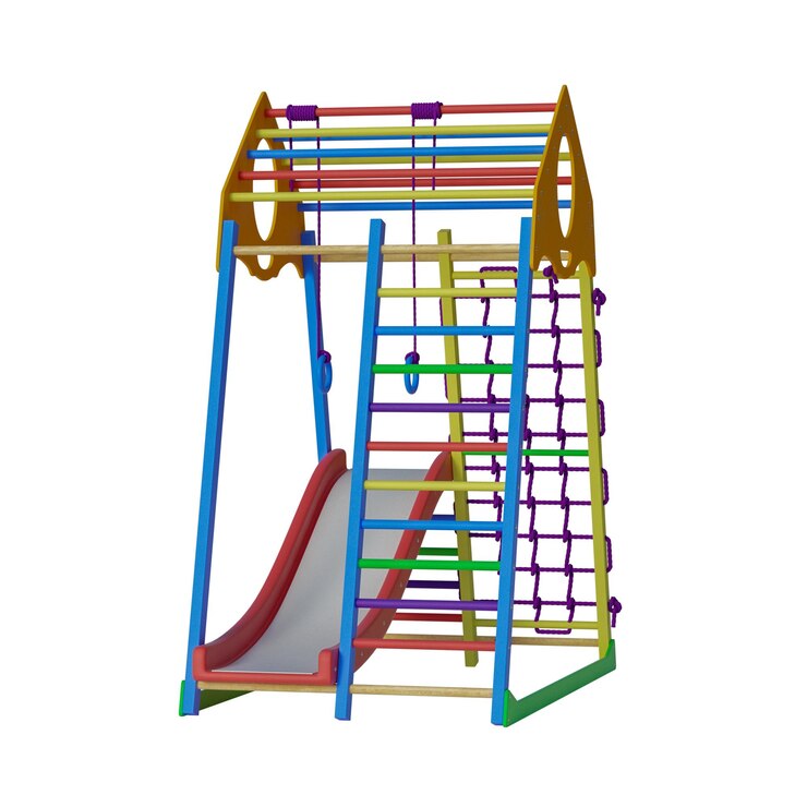 PSD estructura de juego niños pagando tings al aire libre gimnasio área de juego sin fondo diseño diferente png fondo blanco aislado modelo 3d abstracto