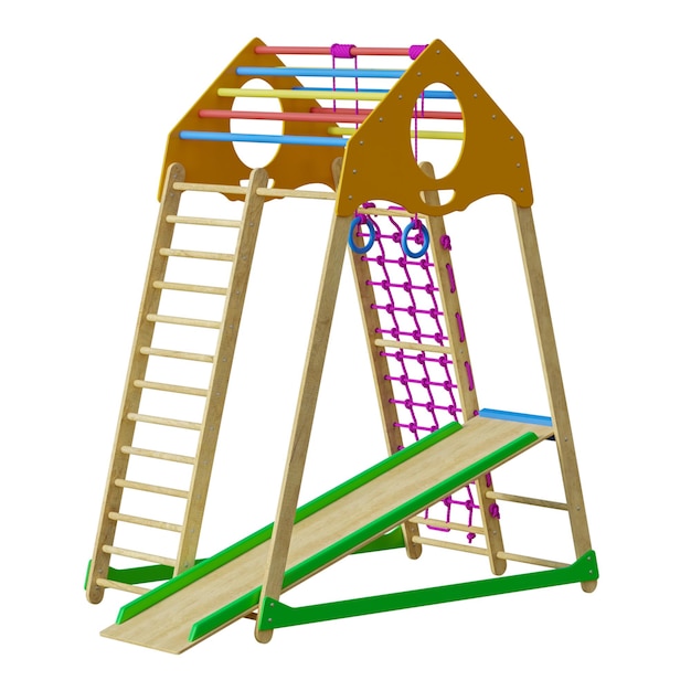 estructura de juego niños pagando tings al aire libre gimnasio área de juego sin fondo diseño diferente png fondo blanco aislado modelo 3d abstracto