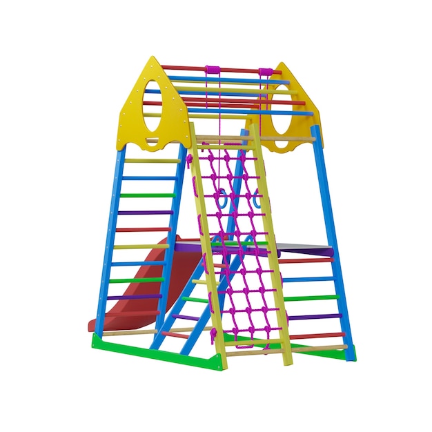 estructura de juego niños pagando tings al aire libre gimnasio área de juego sin fondo diseño diferente png fondo blanco aislado modelo 3d abstracto