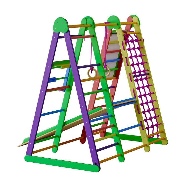 PSD estructura de juego niños pagando tings al aire libre gimnasio área de juego sin fondo diseño diferente png fondo blanco aislado modelo 3d abstracto