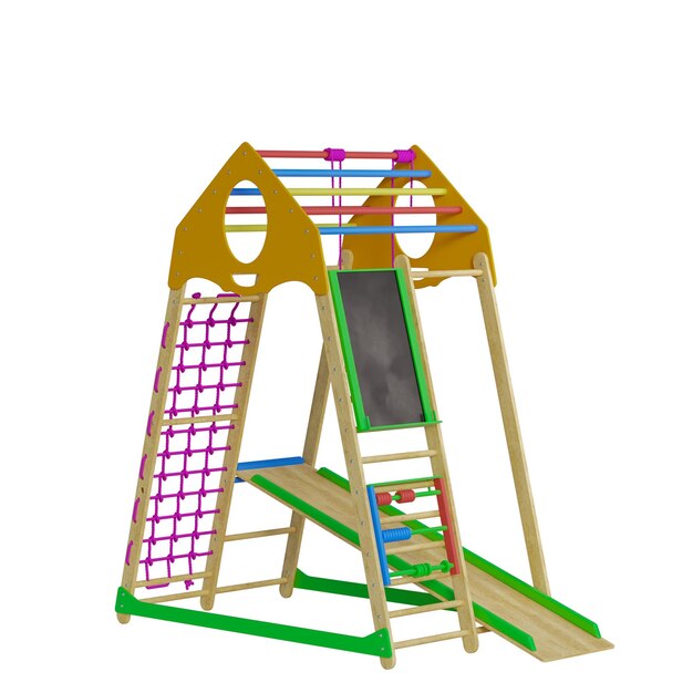 estructura de juego niños pagando tings al aire libre gimnasio área de juego sin fondo diseño diferente png fondo blanco aislado modelo 3d abstracto