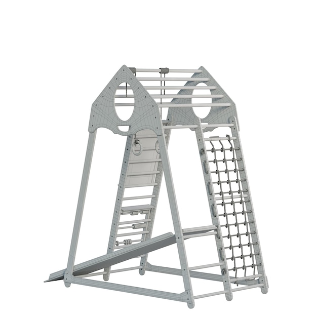 estructura de juego niños pagando tings al aire libre gimnasio área de juego sin fondo diseño diferente png fondo blanco aislado modelo 3d abstracto