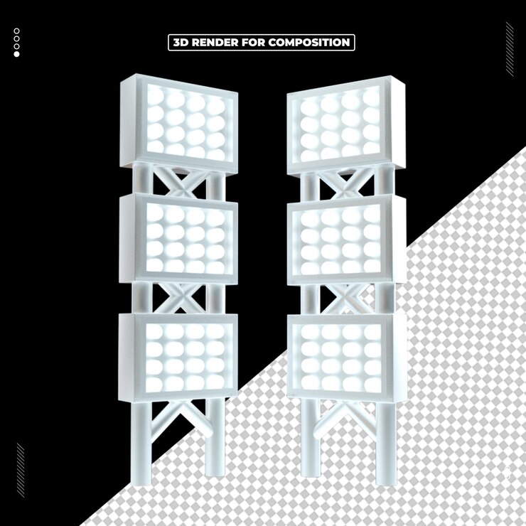 PSD estructura de la luz del reflector renderizada en 3d