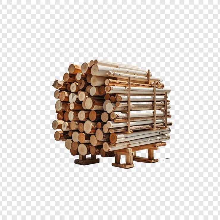 PSD una estructura de madera hecha de madera con una pila de madera y la palabra leña