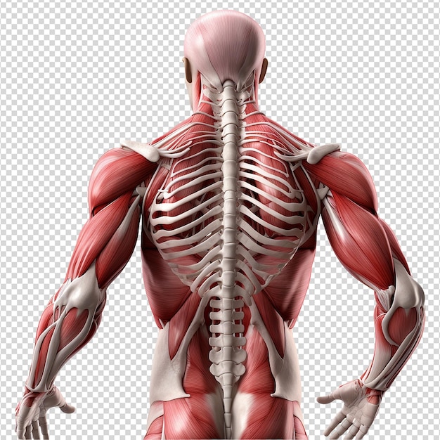 Estructura muscular humana aislada en un fondo transparente