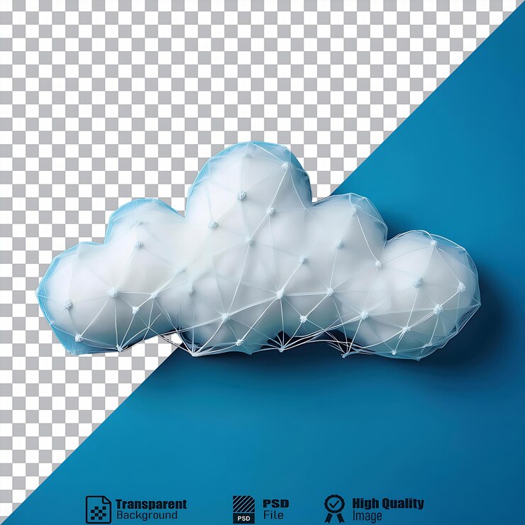 PSD estructura parecida a una nube con diseño geométrico en azul sólido