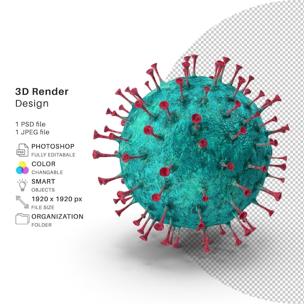 PSD estructura de virus abstracta modelado 3d archivo psd virus realista