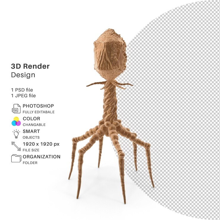 PSD estructura de virus abstracta modelado 3d archivo psd virus realista