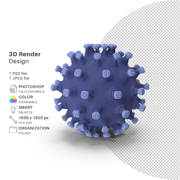 Estructura de virus abstracta Modelado 3D Archivo PSD Virus realista