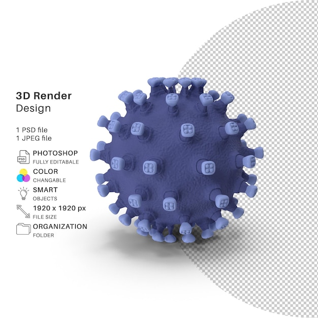 PSD estructura de virus abstracta modelado 3d archivo psd virus realista