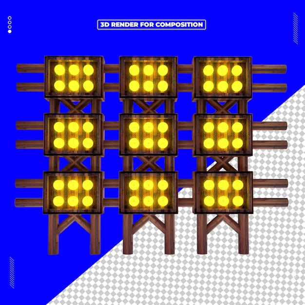 PSD estrutura de luz do reflector renderizada em 3d