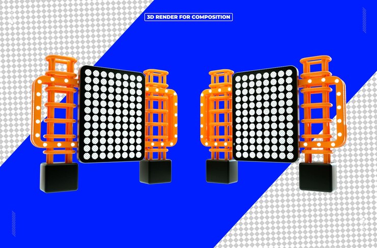 PSD estrutura de luz do reflector renderizada em 3d