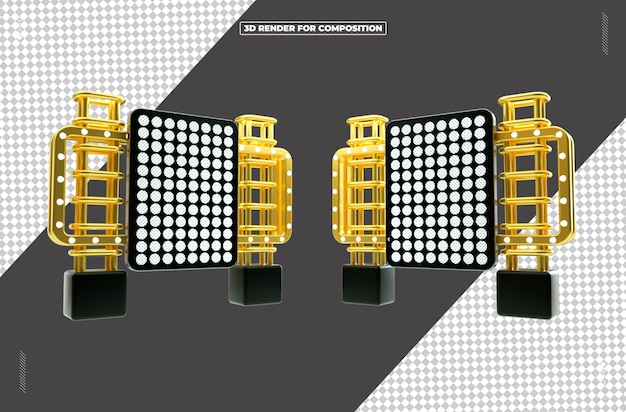 Estrutura de luz do reflector renderizada em 3d