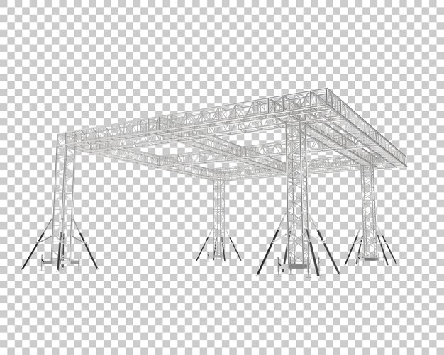 Estrutura de moldura de alumínio isolada na ilustração de renderização 3d de fundo transparente