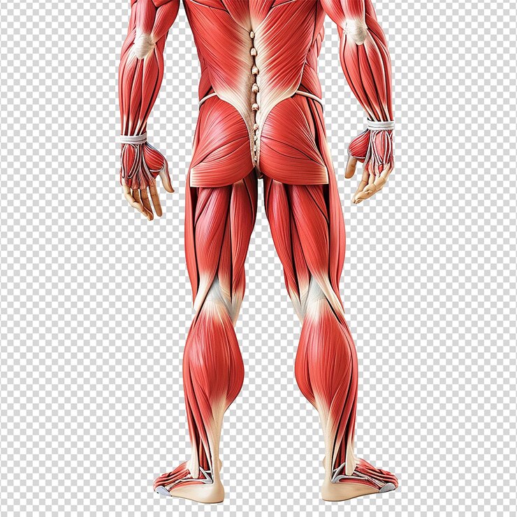 PSD estrutura muscular humana isolada em fundo transparente