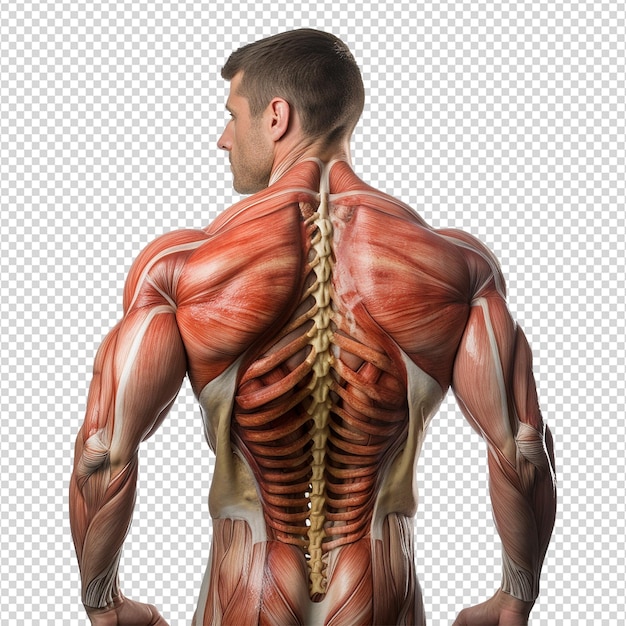 PSD estrutura muscular humana isolada em fundo transparente