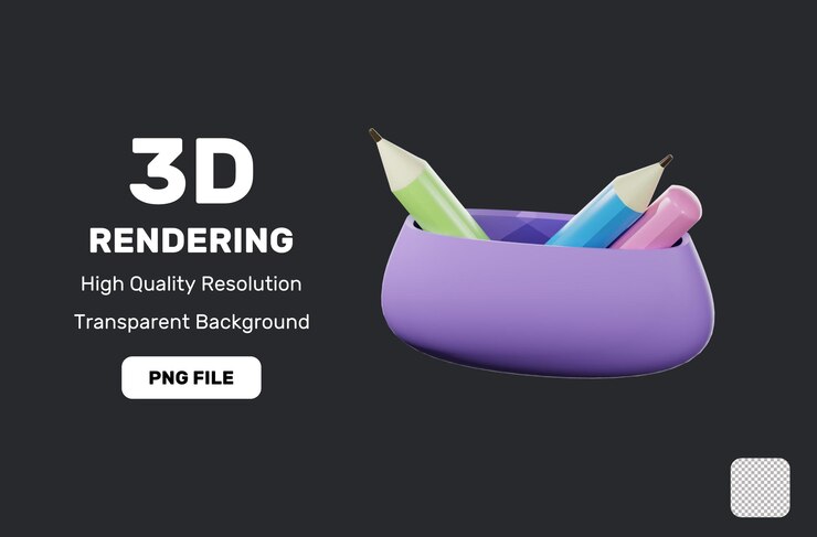 PSD estuche de lápices herramientas educativas icono 3d