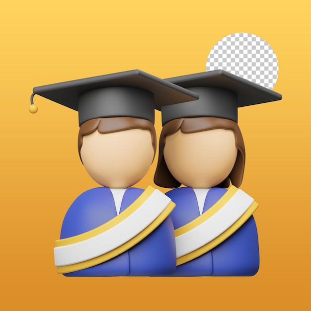 PSD estudiante, graduación, 3d, ilustración