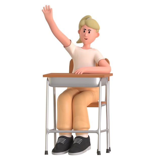 Estudiante levanta la mano Pregunta Educación Aprendizaje Escuela