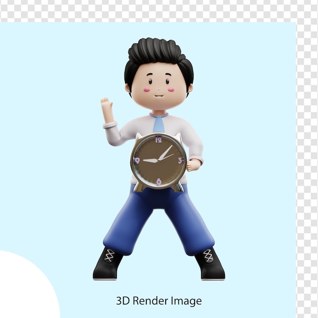 PSD estudiante masculino sosteniendo reloj 3d render