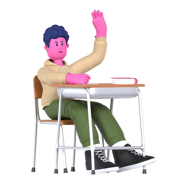 Estudiante niño haga una pregunta Universidad de Educación