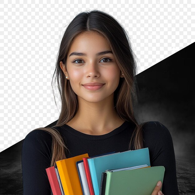 Estudiante sonriente con libros