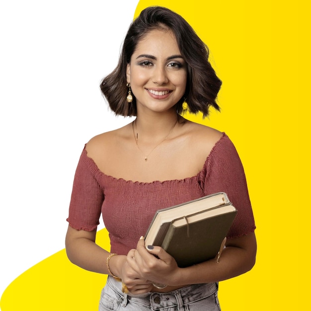 Estudiante sonriente con libros