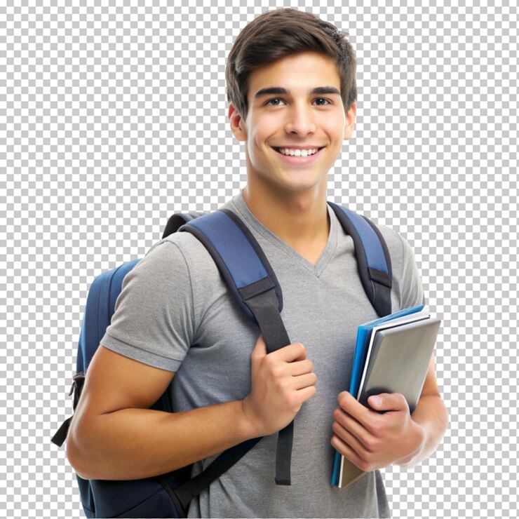 PSD estudiante sonriente con mochila