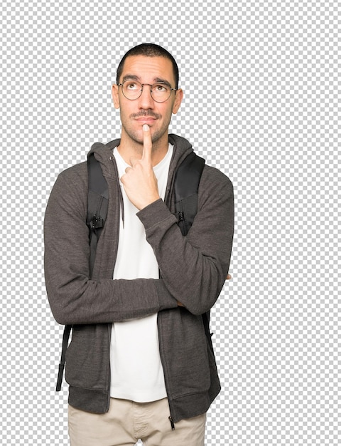 Estudiante sorprendido mirando gesto