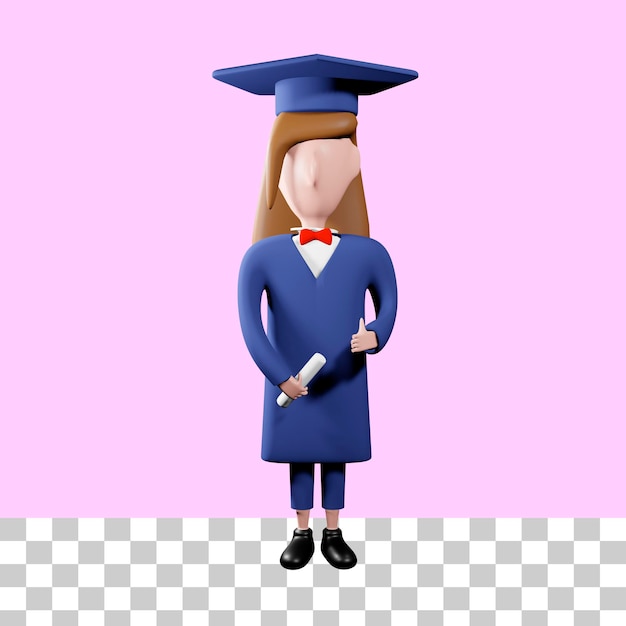 estudiante universitaria graduada de la universidad ilustración 3d