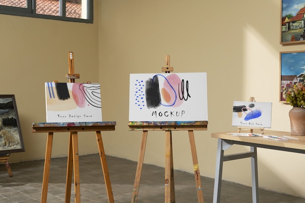 Estúdio de arte com design de maquete de cavalete