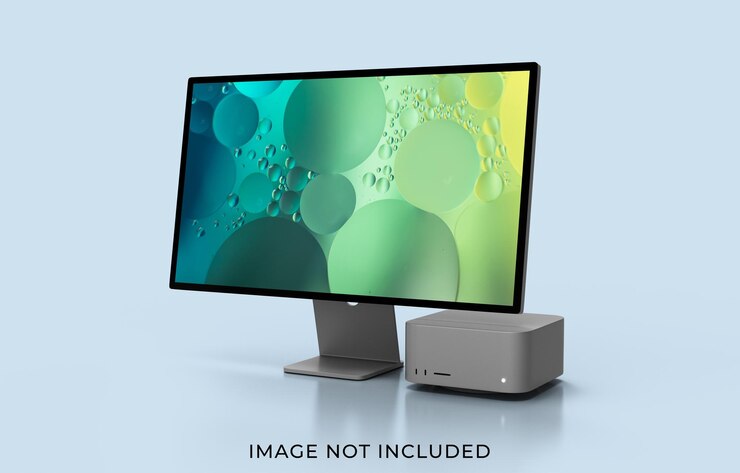 Estudio renderizado en 3d con maqueta de pantalla