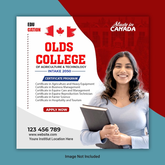 Estudo no canadá post design de modelos em psd