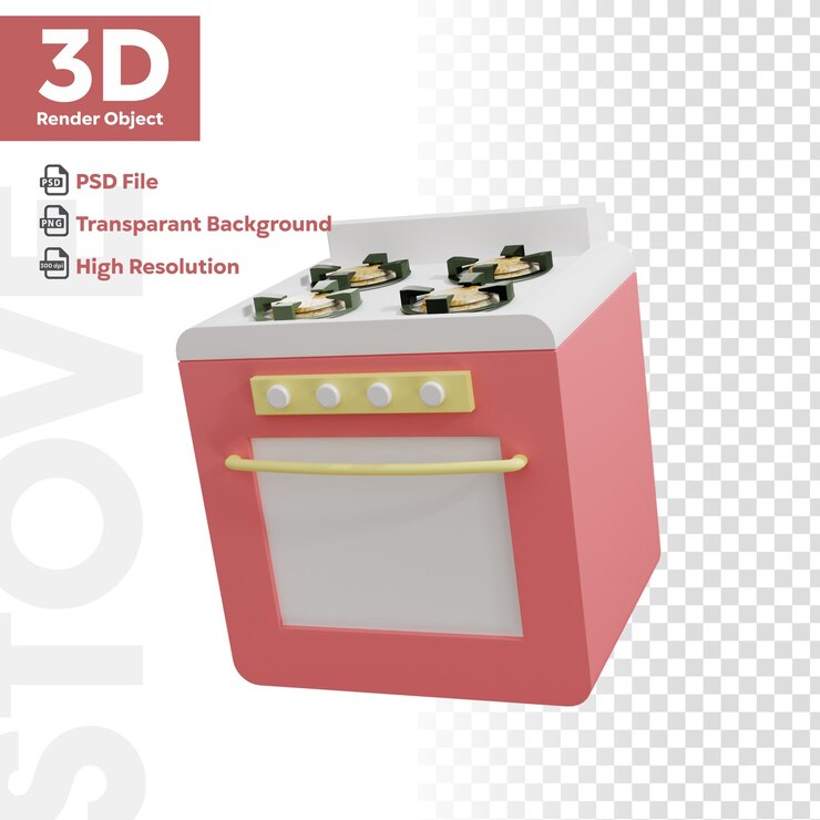estufa 3d ilustración icono rojo renderizado