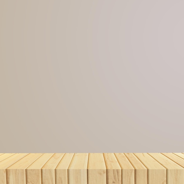 une étagère en bois avec un fond gris et un mur blanc derrière elle