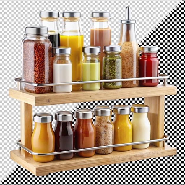 PSD Étagère de condiments sur fond transparent