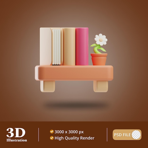 Étagère de livre de travail de bureau illustration 3d