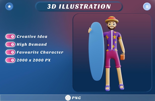 L'été De Personnage 3d Se Prépare à Patiner