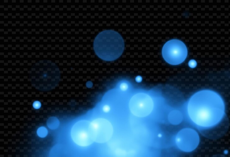 PSD étereo baryon halos orbes brillantes de suave deriva azul fantasmal y hove png texturizador de luz chisporroteante