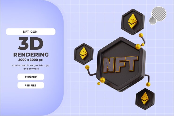 PSD etéreo de intercambio de monedas 3d nft con icono de color negro