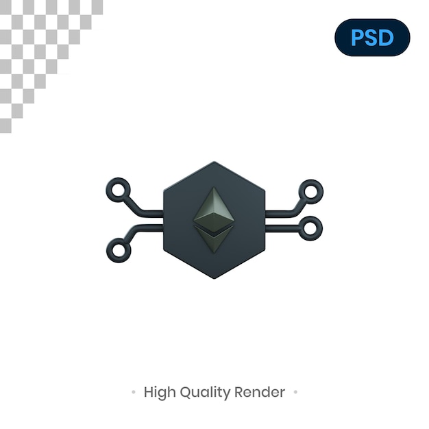 PSD eth networking 3d render ilustración premium psd