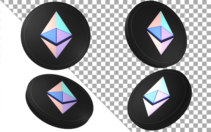 Ethereum 20 merge EIP upgrade 3D render ilustração moeda token criptomoeda
